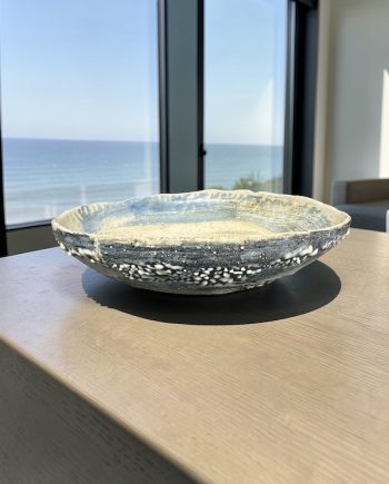 Shoreline Layers IV Lake Michigan ceramic bowl with layered shoreline glaze and textured porcelain surface