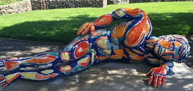 reclining nude sculpture by viola frey at the di Rosa collection in Napa Valley