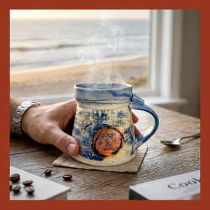 lake michigan ceramic art mug handmade by cyndi casemier